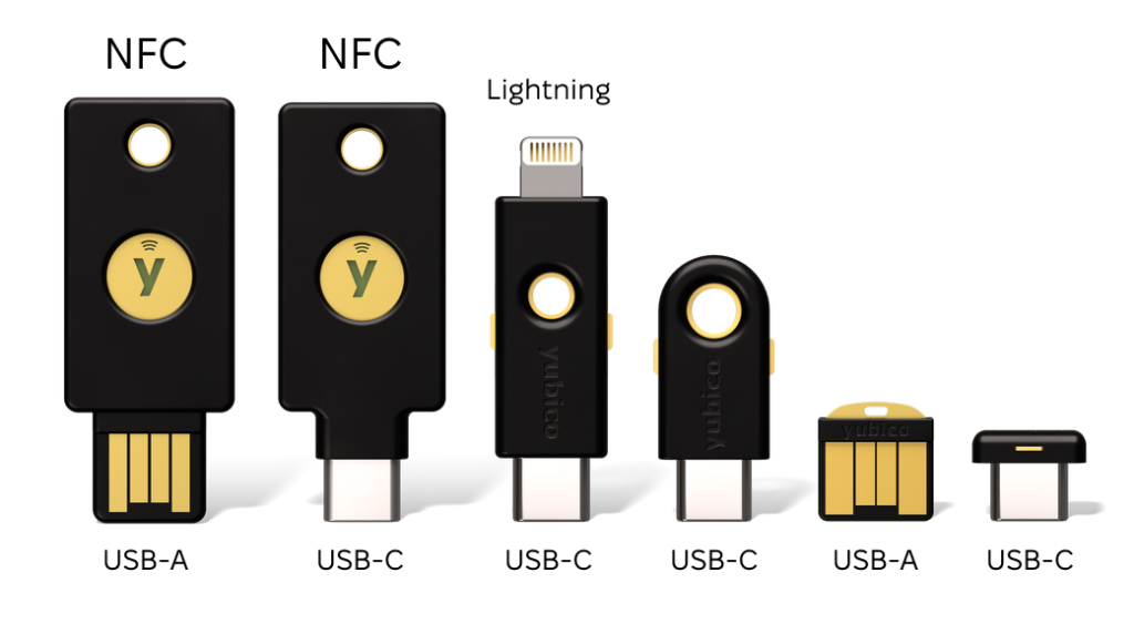 Формфактори YubiKey_ роз'єми USB-A, USB-C і безконтактний NFC