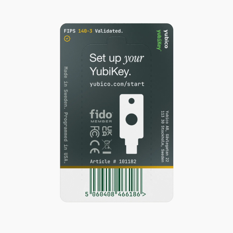 YubiKey 5C NFC FIPS (140-3) в заводській упаковці, зворотний бік
